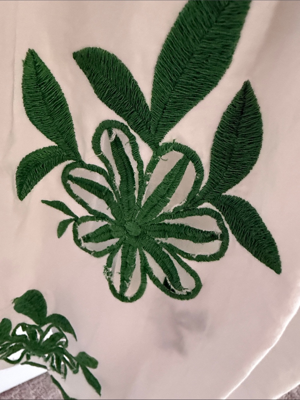 Anthropologie Somerset EyeWhite Maxi Dress with Green Embroidered Floral Accents - Picture 12 of 12